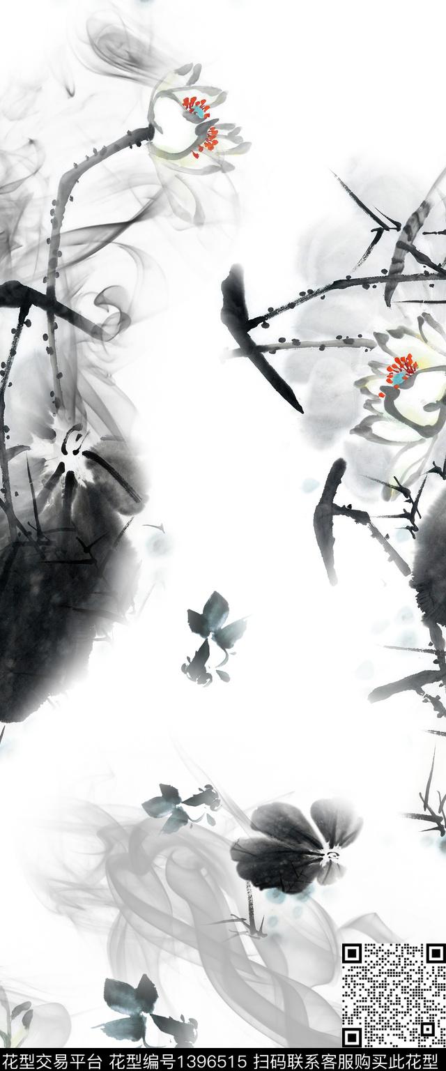 花卉旗袍真丝数码印花华亿平台下载（图片编号: 1396515） - 瓦栏（Walan）