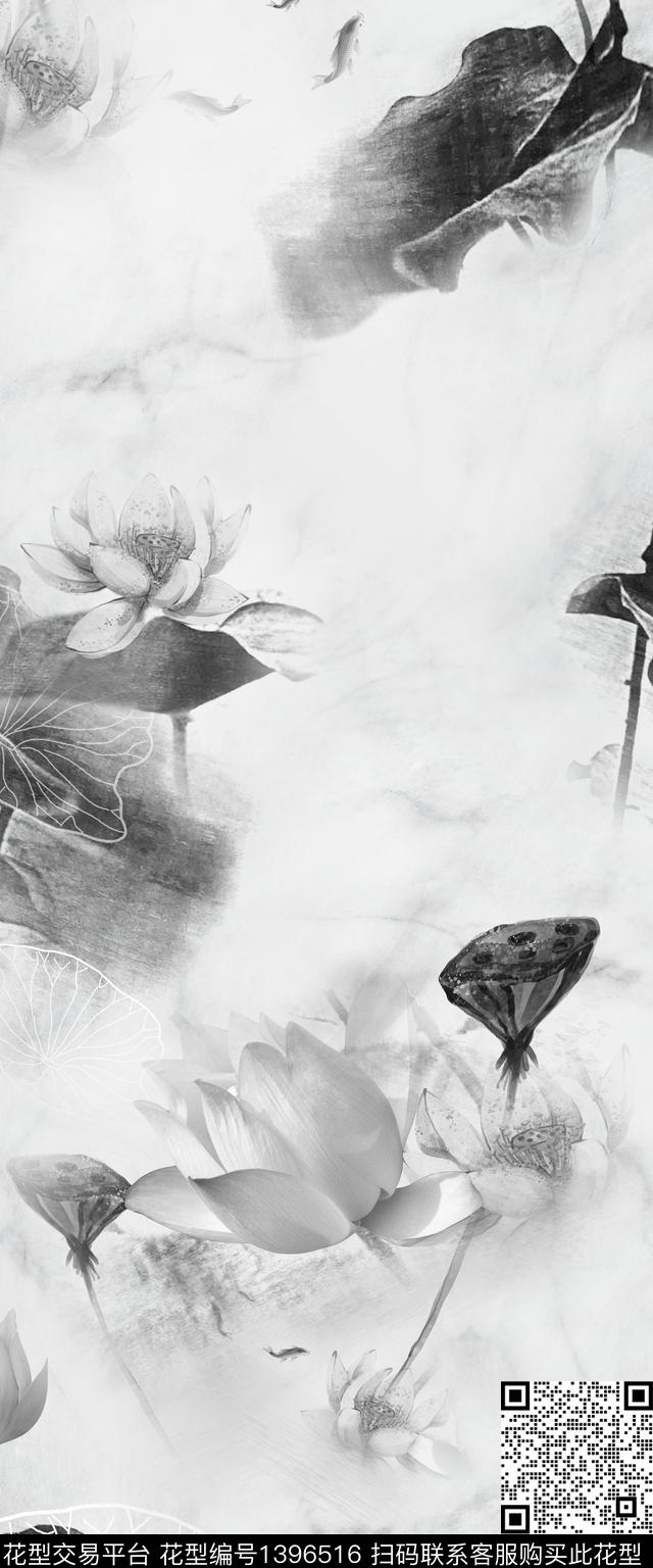 花卉旗袍真丝数码印花华亿平台下载（图片编号: 1396516） - 瓦栏（Walan）