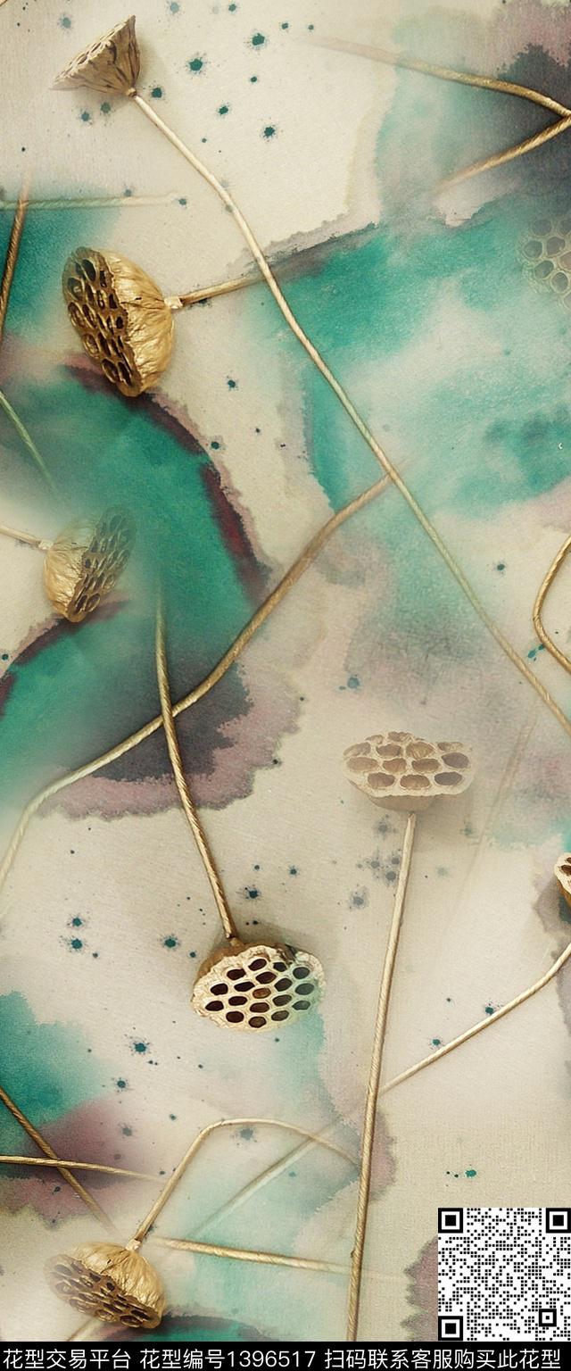 花卉旗袍真丝数码印花华亿平台下载（图片编号: 1396517） - 瓦栏（Walan）