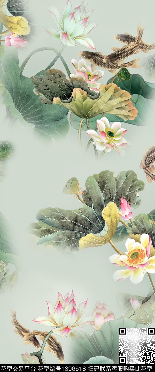 花卉旗袍真丝数码印花华亿平台下载（图片编号: 1396518） - 瓦栏（Walan）