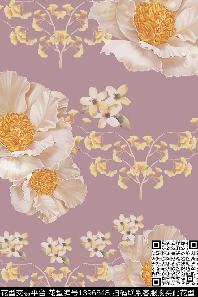 清爽底花卉花卉大牌风数码印花华亿平台下载（图片编号: 1396548） - 瓦栏（Walan）
