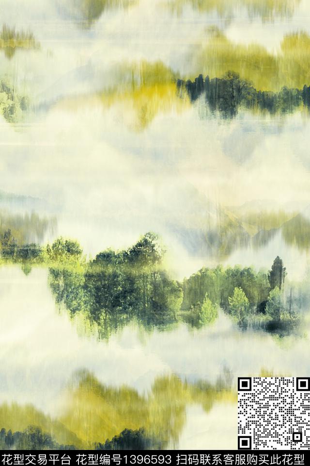 年轻女性抽象风景景观数码印花华亿平台下载（图片编号: 1396593） - 瓦栏（Walan）