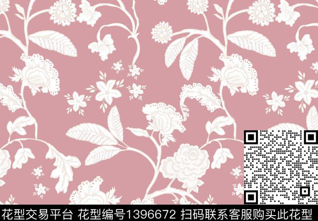 简约绿植树叶数码印花华亿平台下载（图片编号: 1396672） - 瓦栏（Walan）