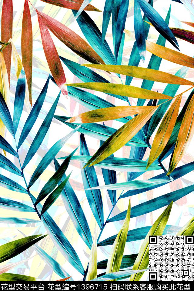 绿植树叶男装花卉数码印花华亿平台下载（图片编号: 1396715） - 瓦栏（Walan）