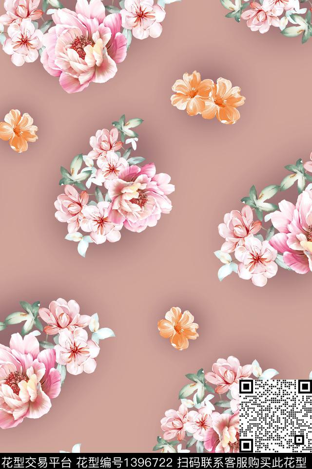 清爽底花卉花卉大牌风数码印花华亿平台下载（图片编号: 1396722） - 瓦栏（Walan）