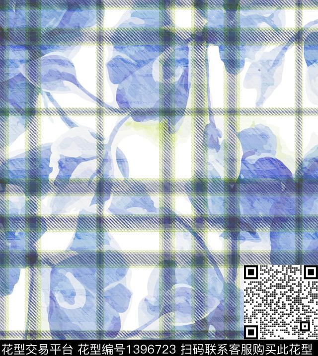 格子花卉大牌风数码印花华亿平台下载（图片编号: 1396723） - 瓦栏（Walan）