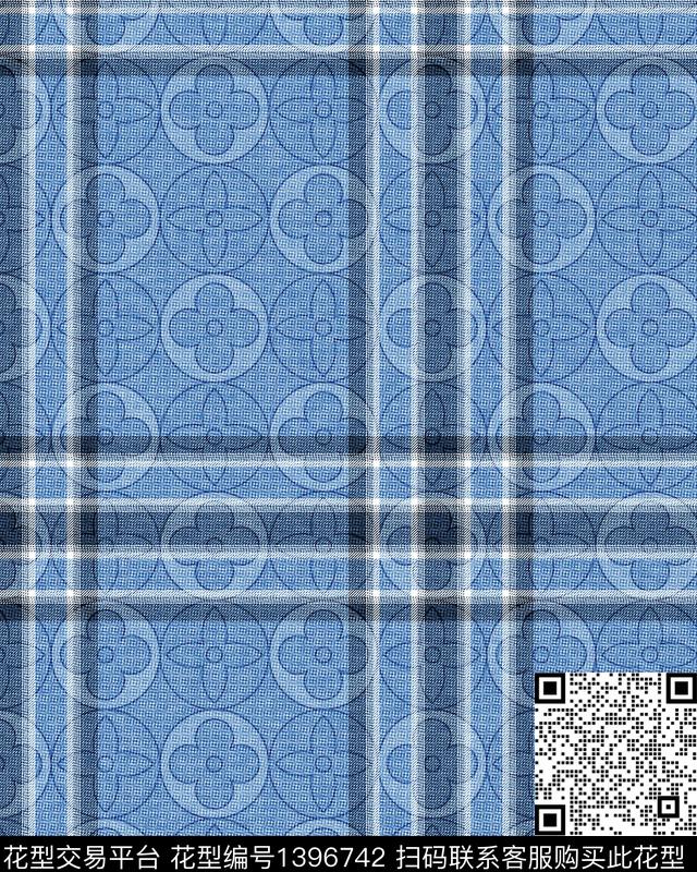 几何格子大牌风数码印花华亿平台下载（图片编号: 1396742） - 瓦栏（Walan）