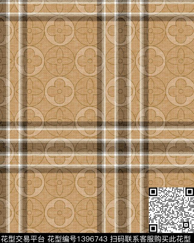 几何格子大牌风数码印花华亿平台下载（图片编号: 1396743） - 瓦栏（Walan）