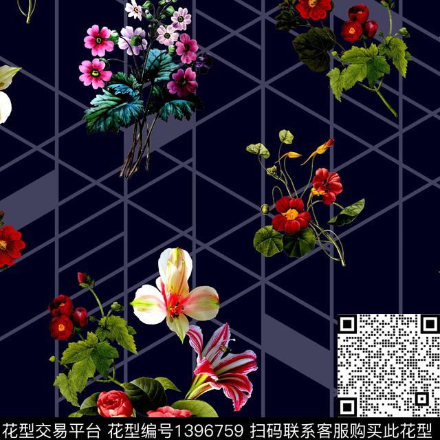 花卉小清新真丝数码印花华亿平台下载（图片编号: 1396759） - 瓦栏（Walan）