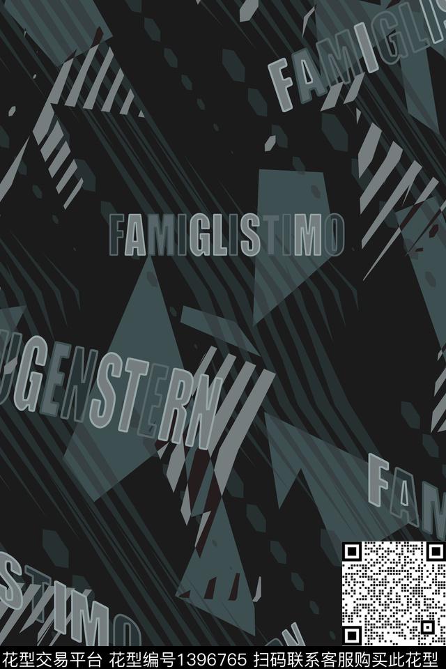 几何字母男装满版花传统印花华亿平台下载（图片编号: 1396765） - 瓦栏（Walan）