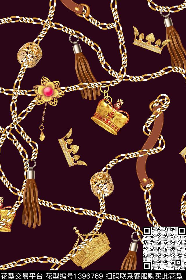 大牌风链条珠宝宝石数码印花华亿平台下载（图片编号: 1396769） - 瓦栏（Walan）