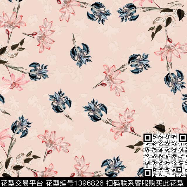 水墨风油画华亿平台花卉数码印花华亿平台下载（图片编号: 1396826） - 瓦栏（Walan）