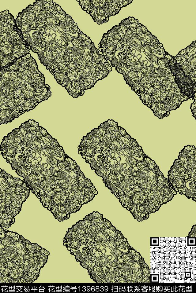 线条画创意趣味数码印花华亿平台下载（图片编号: 1396839） - 瓦栏（Walan）