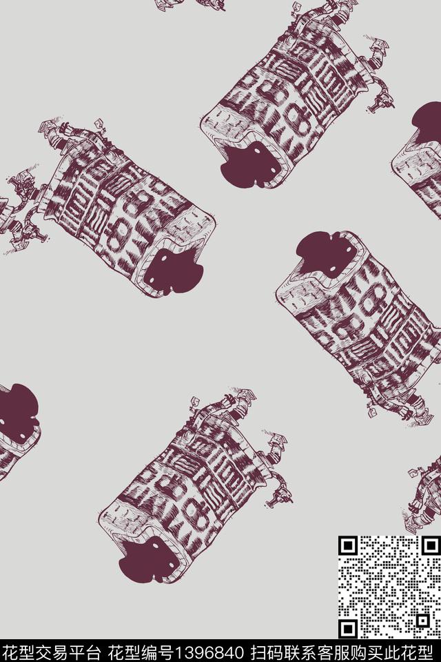 线条画创意趣味数码印花华亿平台下载（图片编号: 1396840） - 瓦栏（Walan）