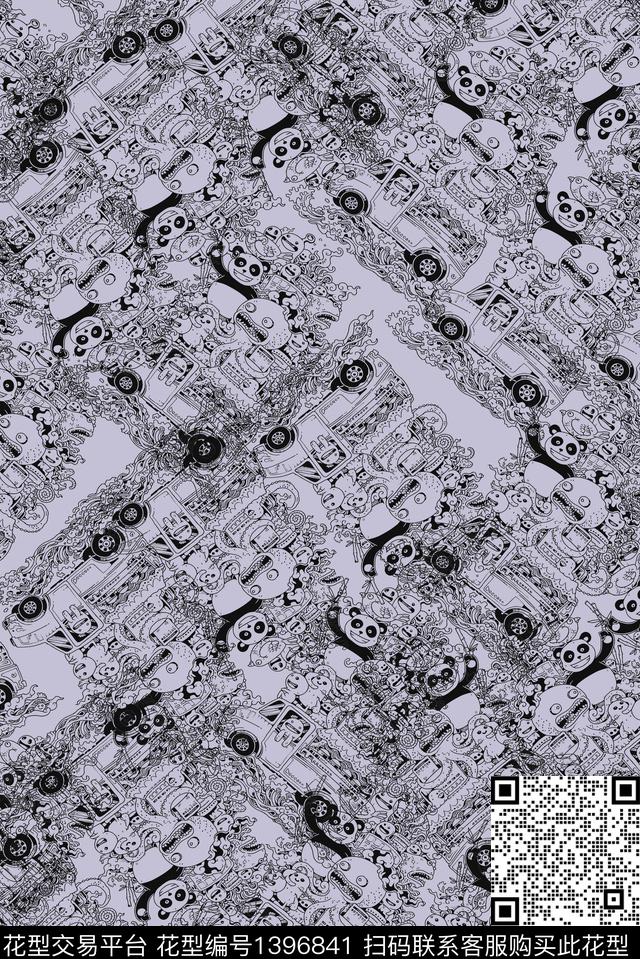 线条画创意趣味数码印花华亿平台下载（图片编号: 1396841） - 瓦栏（Walan）