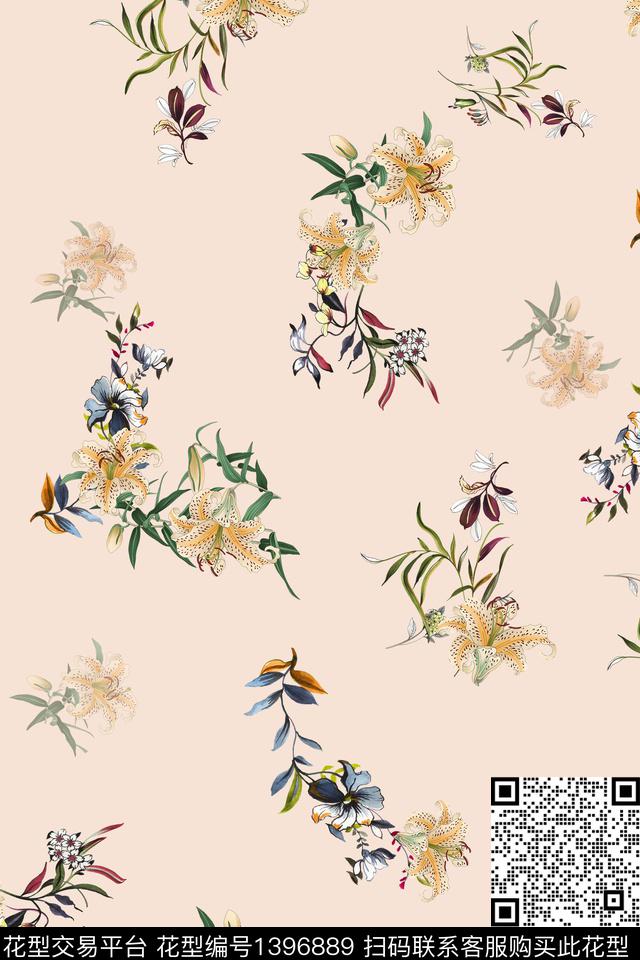 时尚简约花卉数码印花华亿平台下载（图片编号: 1396889） - 瓦栏（Walan）