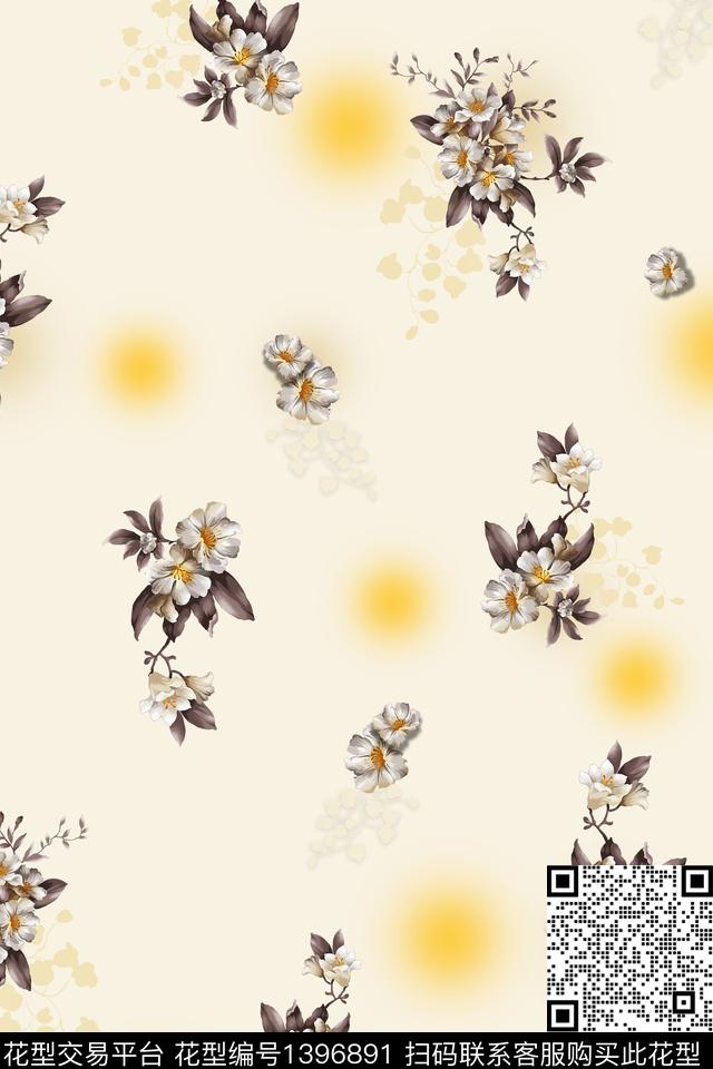 时尚简约花卉数码印花华亿平台下载（图片编号: 1396891） - 瓦栏（Walan）