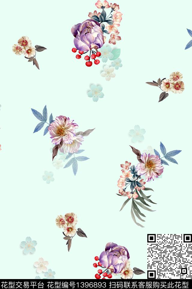 时尚简约花卉数码印花华亿平台下载（图片编号: 1396893） - 瓦栏（Walan）