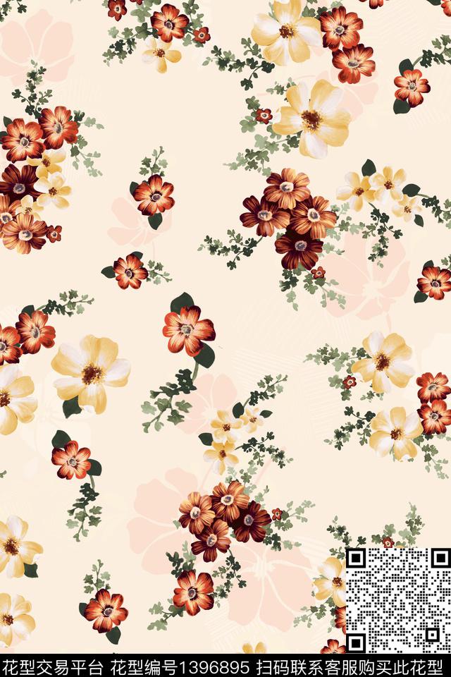 时尚简约花卉数码印花华亿平台下载（图片编号: 1396895） - 瓦栏（Walan）