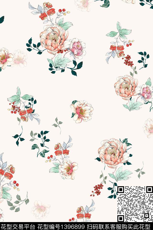 时尚简约花卉数码印花华亿平台下载（图片编号: 1396899） - 瓦栏（Walan）