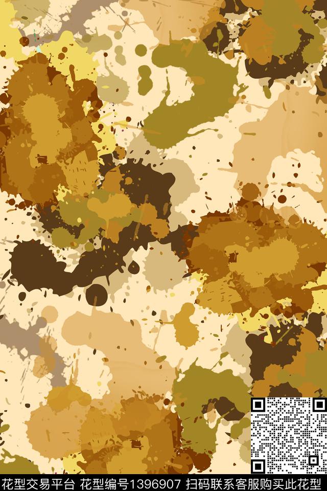 迷彩抽象男装大牌风数码印花华亿平台下载（图片编号: 1396907） - 瓦栏（Walan）