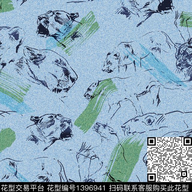 豹子牛仔笔触数码印花华亿平台下载（图片编号: 1396941） - 瓦栏（Walan）