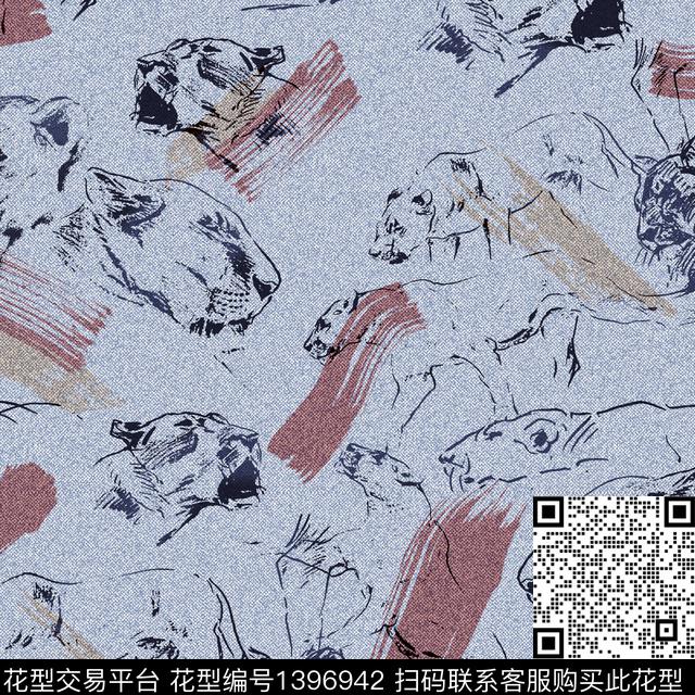 豹子牛仔笔触数码印花华亿平台下载（图片编号: 1396942） - 瓦栏（Walan）