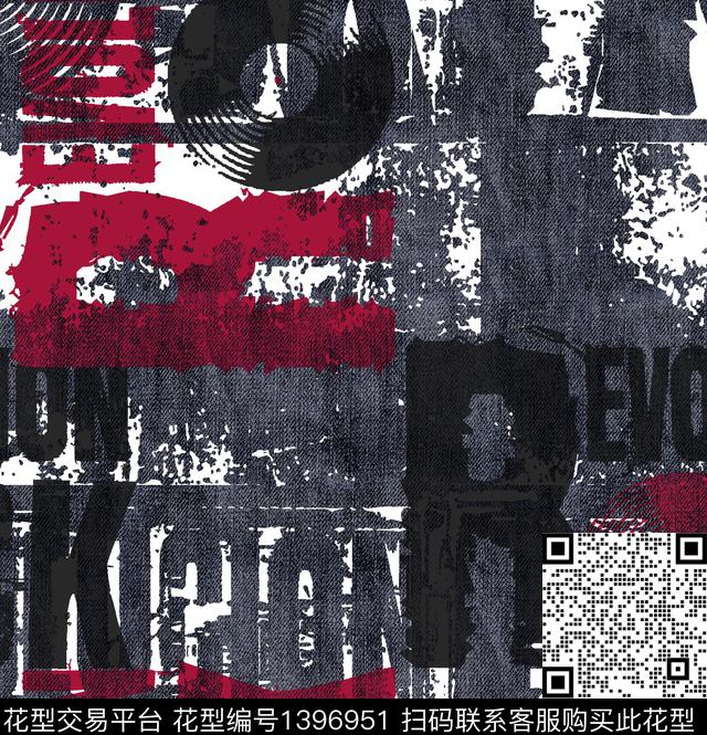 字母牛仔2021新品数码印花华亿平台下载（图片编号: 1396951） - 瓦栏（Walan）