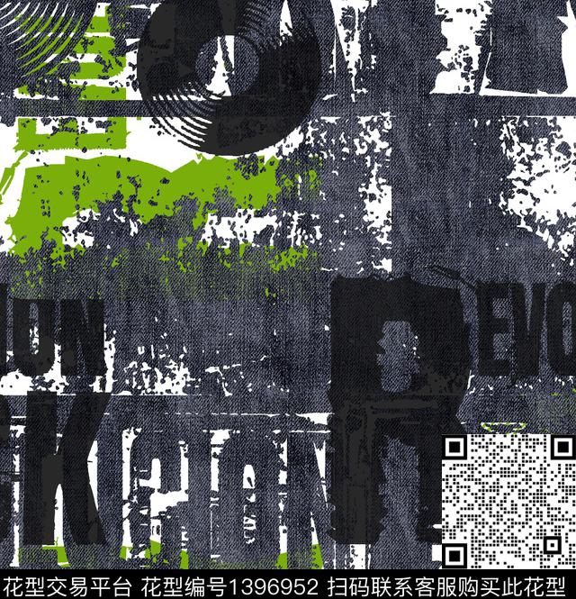 字母牛仔2021新品数码印花华亿平台下载（图片编号: 1396952） - 瓦栏（Walan）