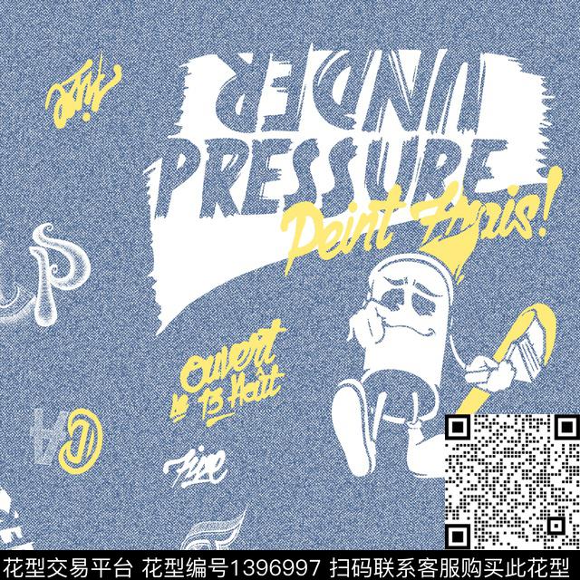 涂鸦字母牛仔数码印花华亿平台下载（图片编号: 1396997） - 瓦栏（Walan）