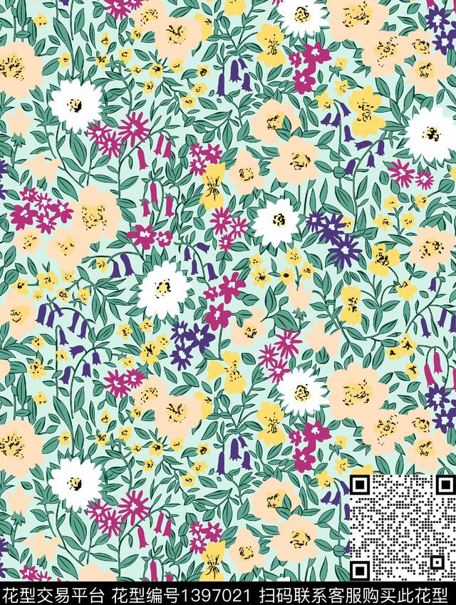 数码华亿平台女装花卉数码印花华亿平台下载（图片编号: 1397021） - 瓦栏（Walan）