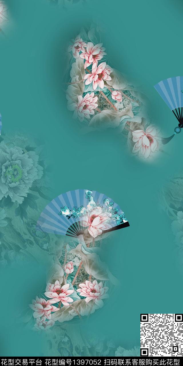数码华亿平台花卉水墨风数码印花华亿平台下载（图片编号: 1397052） - 瓦栏（Walan）