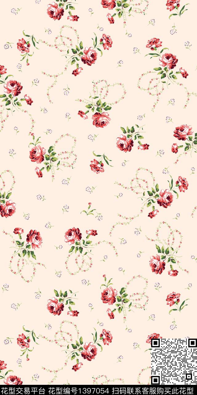 数码华亿平台花卉大牌风数码印花华亿平台下载（图片编号: 1397054） - 瓦栏（Walan）