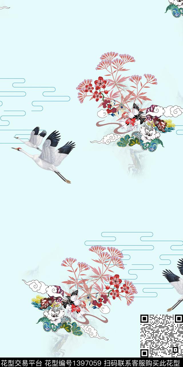 数码华亿平台花卉水墨风数码印花华亿平台下载（图片编号: 1397059） - 瓦栏（Walan）