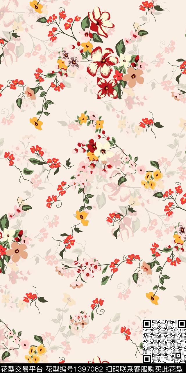 绿植树叶花卉大牌风数码印花华亿平台下载（图片编号: 1397062） - 瓦栏（Walan）