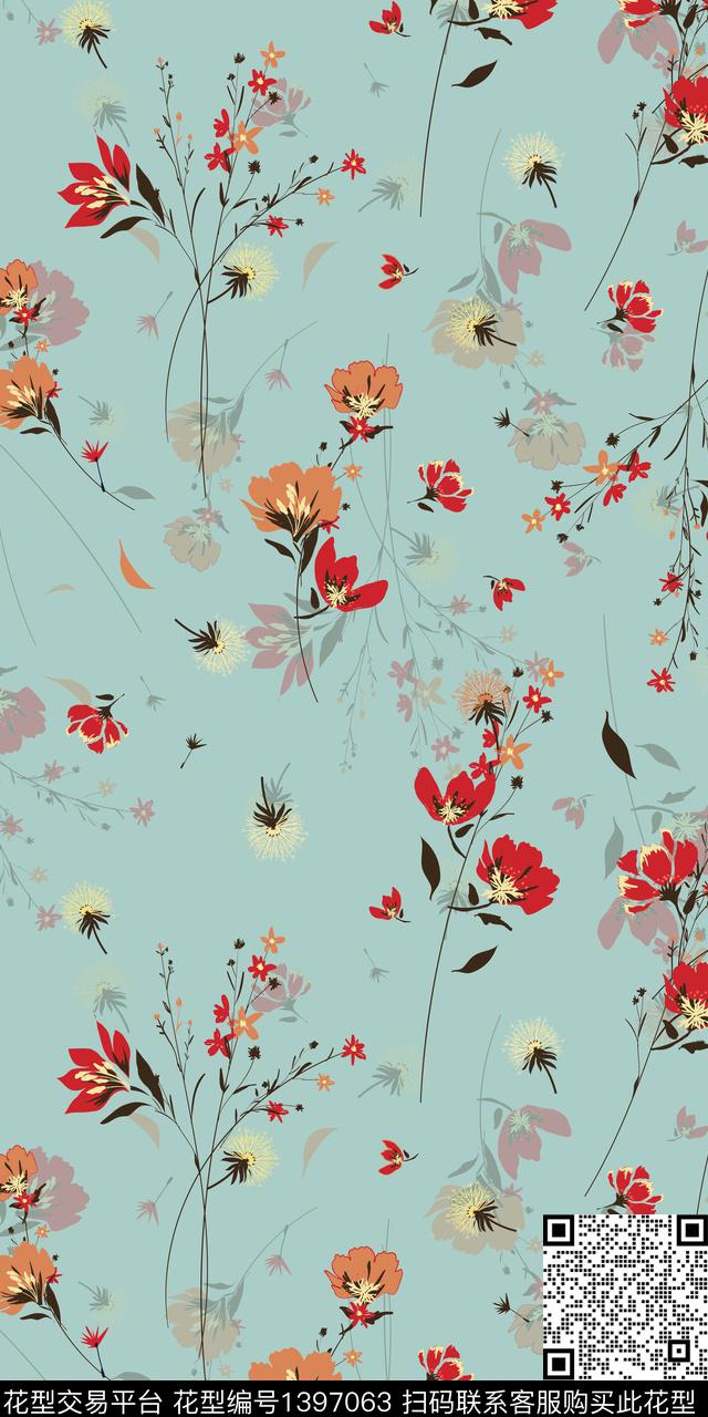 绿植树叶花卉大牌风数码印花华亿平台下载（图片编号: 1397063） - 瓦栏（Walan）