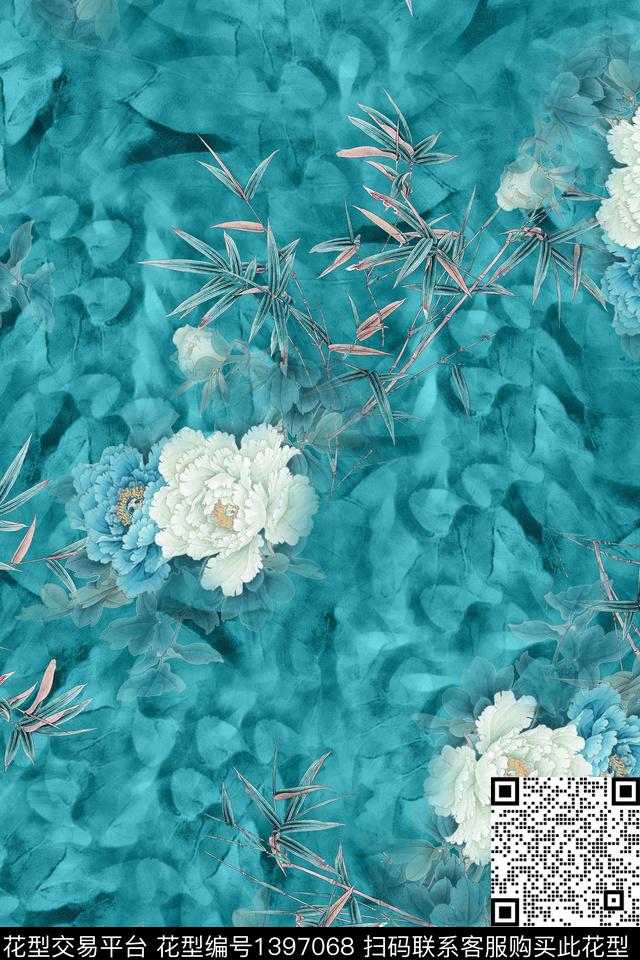 绿植树叶花卉大牌风数码印花华亿平台下载（图片编号: 1397068） - 瓦栏（Walan）