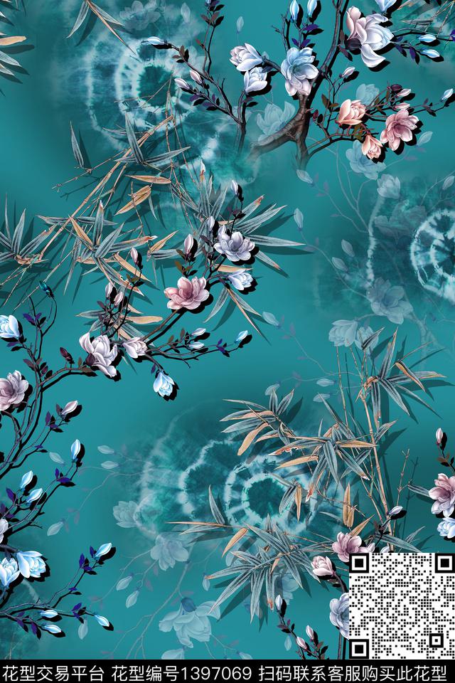 绿植树叶花卉大牌风数码印花华亿平台下载（图片编号: 1397069） - 瓦栏（Walan）