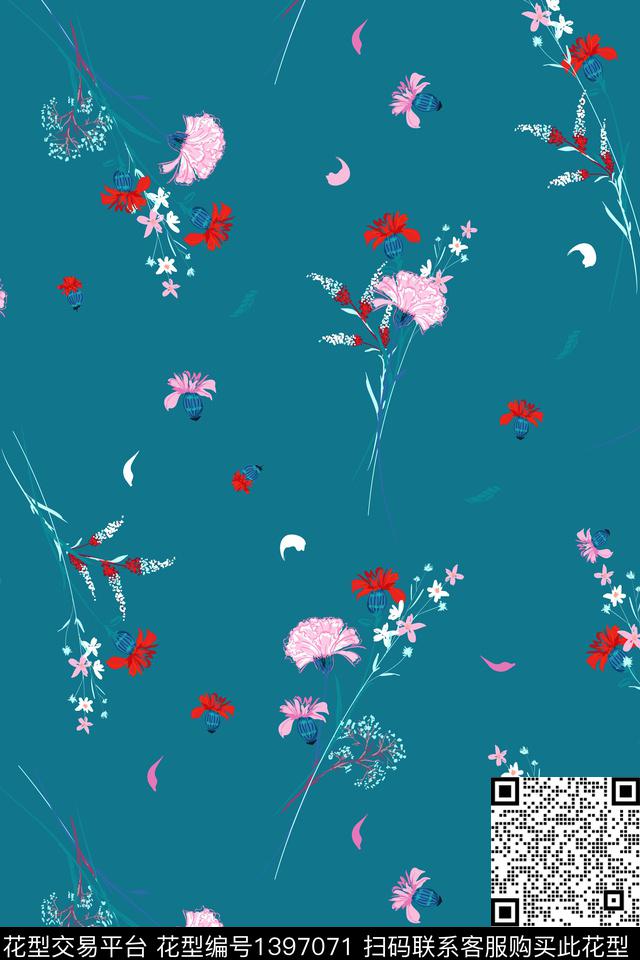 数码华亿平台花卉大牌风数码印花华亿平台下载（图片编号: 1397071） - 瓦栏（Walan）