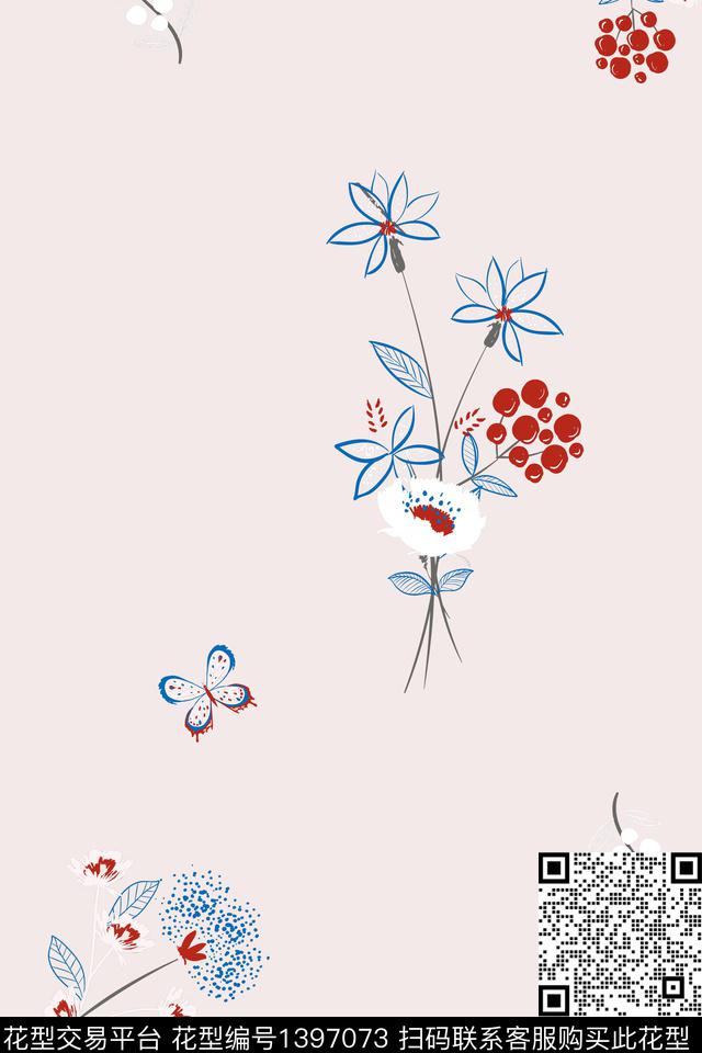 数码华亿平台花卉大牌风数码印花华亿平台下载（图片编号: 1397073） - 瓦栏（Walan）