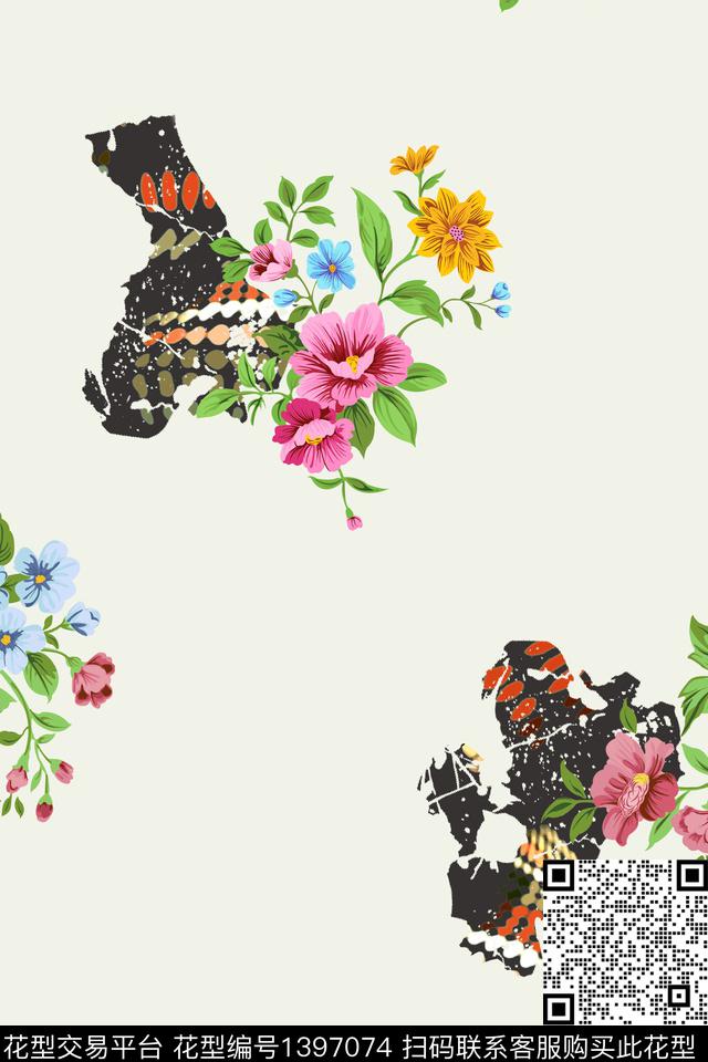 数码华亿平台花卉大牌风数码印花华亿平台下载（图片编号: 1397074） - 瓦栏（Walan）