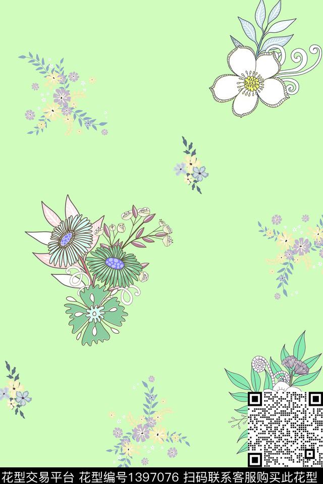 数码华亿平台花卉大牌风数码印花华亿平台下载（图片编号: 1397076） - 瓦栏（Walan）