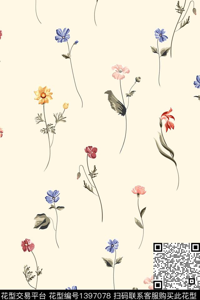 数码华亿平台花卉大牌风数码印花华亿平台下载（图片编号: 1397078） - 瓦栏（Walan）