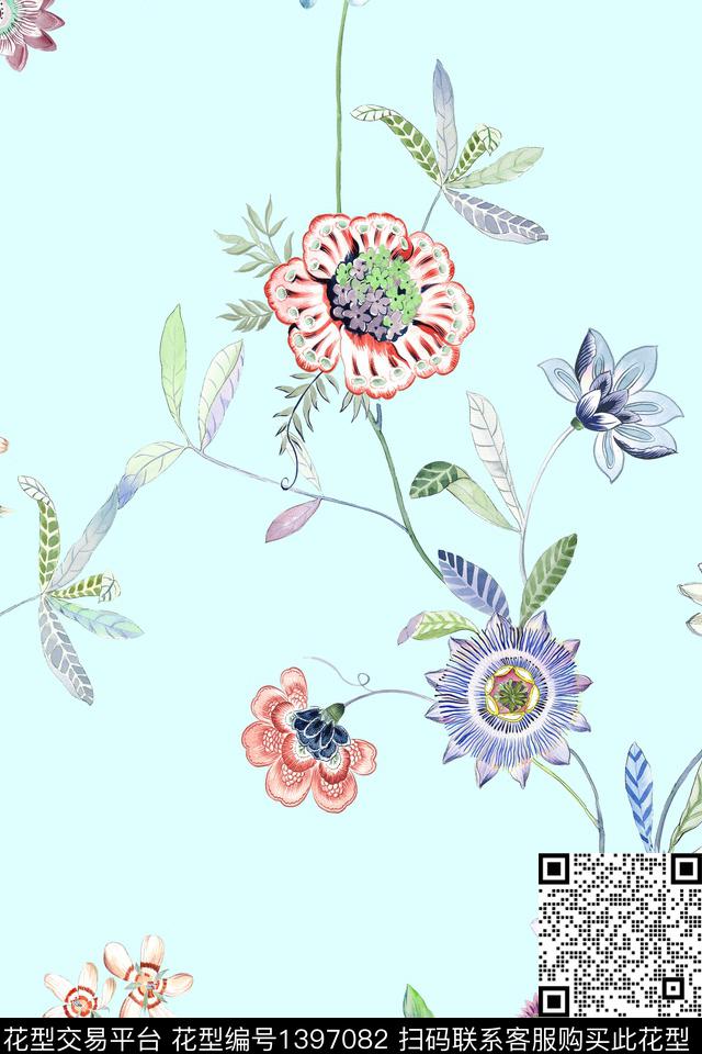 数码华亿平台花卉大牌风数码印花华亿平台下载（图片编号: 1397082） - 瓦栏（Walan）