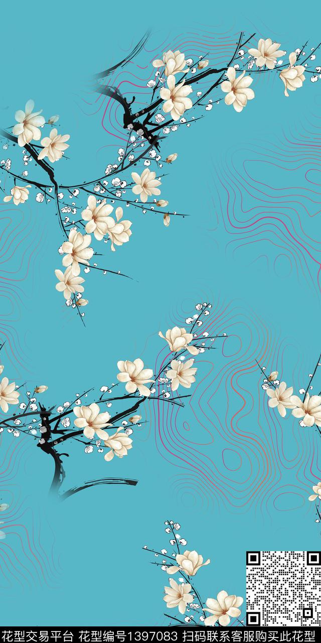 数码华亿平台花卉中国风数码印花华亿平台下载（图片编号: 1397083） - 瓦栏（Walan）