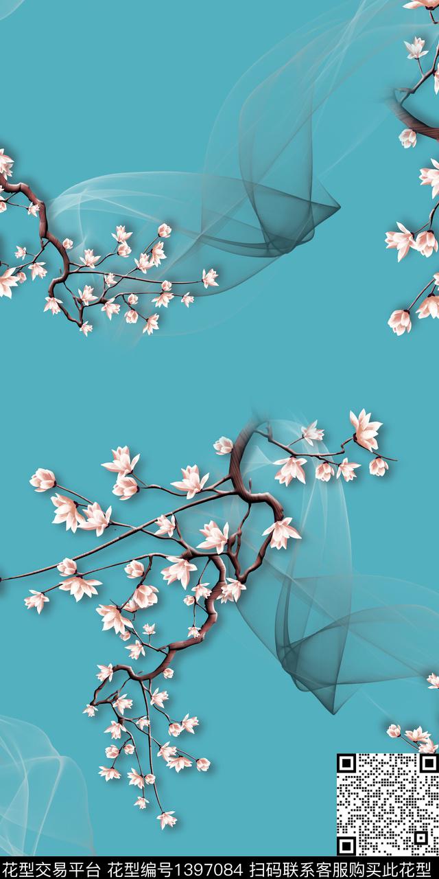 数码华亿平台花卉中国风数码印花华亿平台下载（图片编号: 1397084） - 瓦栏（Walan）