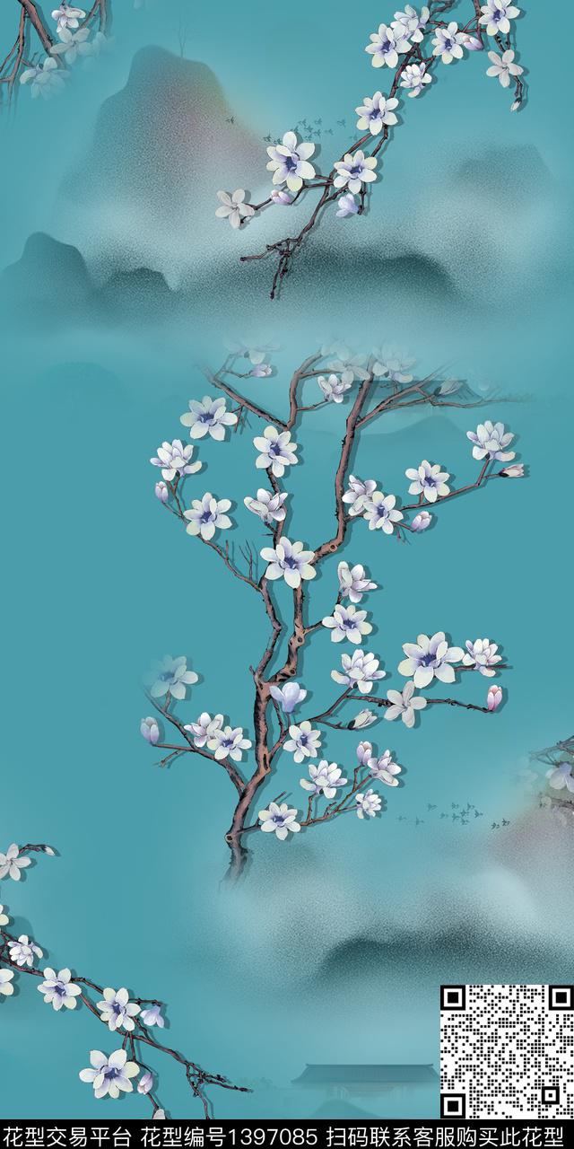 数码华亿平台花卉中国风数码印花华亿平台下载（图片编号: 1397085） - 瓦栏（Walan）