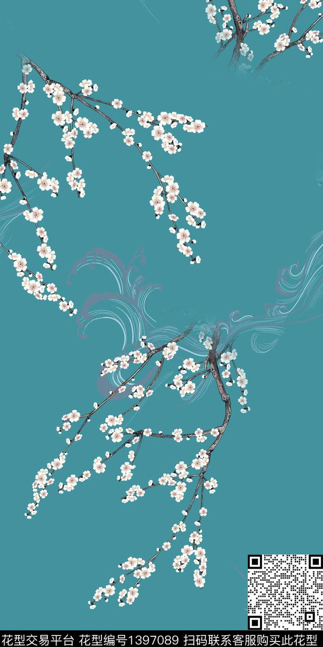 数码华亿平台花卉中国风数码印花华亿平台下载（图片编号: 1397089） - 瓦栏（Walan）