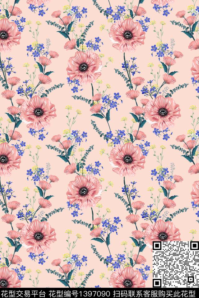 绿植树叶花卉大牌风数码印花华亿平台下载（图片编号: 1397090） - 瓦栏（Walan）