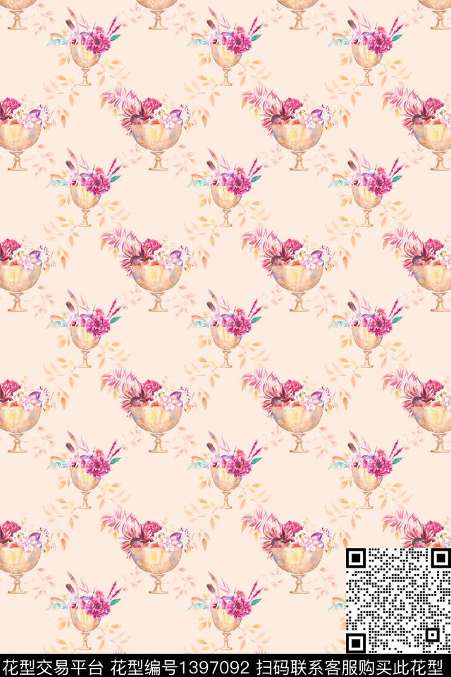 绿植树叶花卉大牌风数码印花华亿平台下载（图片编号: 1397092） - 瓦栏（Walan）